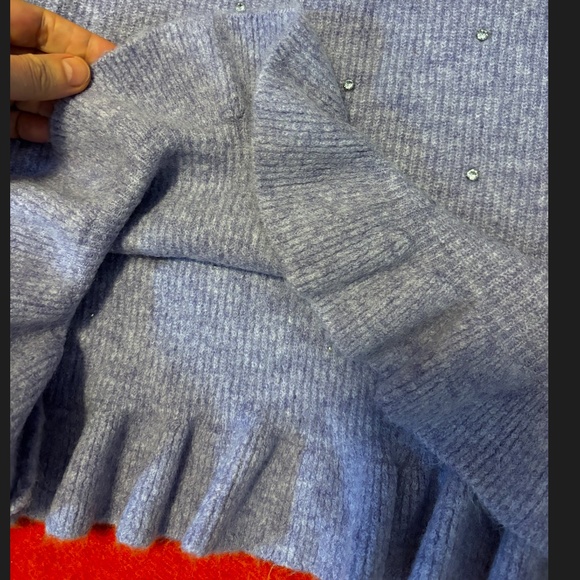 Zara lavender knit sweater with rhinestones and a touch of wool NWT - Picture 6 of 9